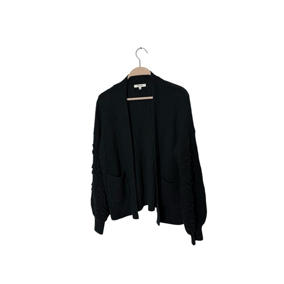 Madewell Sweaters - Madewell Women  Bobble Cardigan Sweater Size S Black Open Front Balloon Sleeve